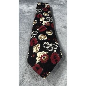 Vintage Polo Ralph Lauren Tie 100% Wool Floral Abstract All Over Print Made USA